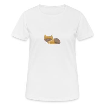 Chat endormi avec autocollant de casquette jaune - T-shirt respirant Femme - blanc - Devant - AI Model Female 172 dark (172cm)
