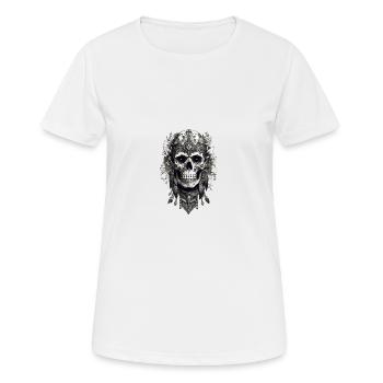 Floral skull hippie - Frauen T-Shirt atmungsaktiv - Weiß - Vorne - AI Model Female 172 dark (172cm)