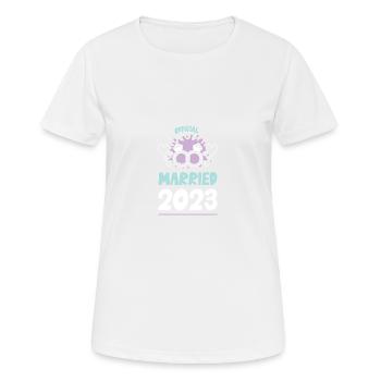 Wedding Married 2023 Saying - Women's Breathable T-Shirt - white - Front - AI Model Female 172 dark (172cm)