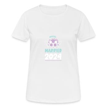 Wedding Married 2024 Saying - Women's Breathable T-Shirt - white - Front - AI Model Female 172 dark (172cm)