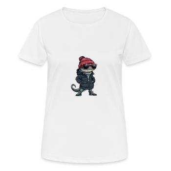Echse Winter - Frauen T-Shirt atmungsaktiv - Weiß - Vorne - AI Model Female 172 dark (172cm)