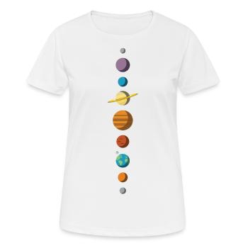 Système solaire - T-shirt respirant Femme - blanc - Devant - AI Model Female 172 dark (172cm)