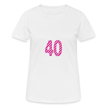 40. 40 ANS. 40e ANNIVERSAIRE. ANNIVERSAIRE 40 ANS. - T-shirt respirant Femme - blanc - Devant - AI Model Female 172 dark (172cm)