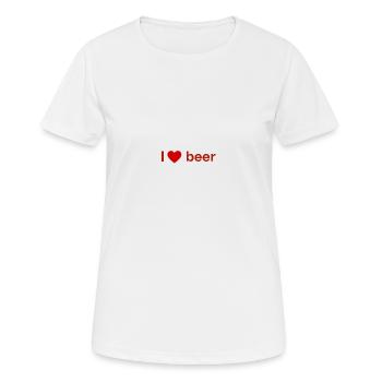 T-Shirt mit i love beer Aufschrift - Frauen T-Shirt atmungsaktiv - Weiß - Vorne - AI Model Female 172 dark (172cm)