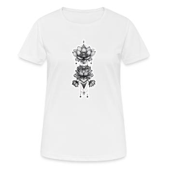 Lotos Blumen mit Tribal Elementen - Frauen T-Shirt atmungsaktiv - Weiß - Vorne - AI Model Female 172 dark (172cm)