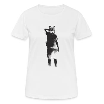illustration loup noir - T-shirt respirant Femme - blanc - Devant - AI Model Female 172 dark (172cm)