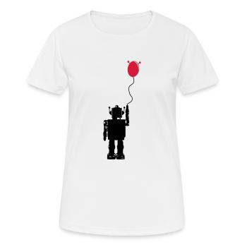 Roboterluftballon Hinten - Frauen T-Shirt atmungsaktiv - Weiß - Vorne - AI Model Female 172 dark (172cm)
