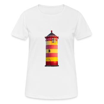 Pilsumer Leuchtturm - Frauen T-Shirt atmungsaktiv - Weiß - Vorne - AI Model Female 172 dark (172cm)