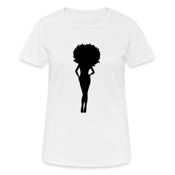 Sexy Afro Woman Silhouette T-Shirt - Frauen T-Shirt atmungsaktiv - Weiß - Vorne - AI Model Female 172 dark (172cm)