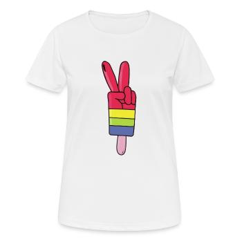 Eis am Stiel Friedenszeichen Peace - Frauen T-Shirt atmungsaktiv - Weiß - Vorne - AI Model Female 172 dark (172cm)