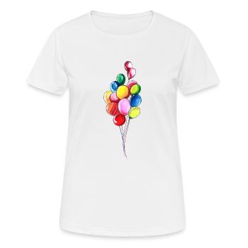 Luftballons Geburtstag bunt gezeichnet - Frauen T-Shirt atmungsaktiv - Weiß - Vorne - AI Model Female 172 dark (172cm)