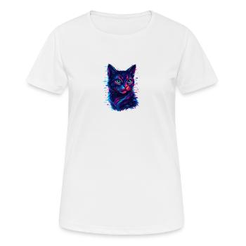 Chat Néon Glitch - Style Cyberpunk Futuriste - T-shirt respirant Femme - blanc - Devant - AI Model Female 172 dark (172cm)