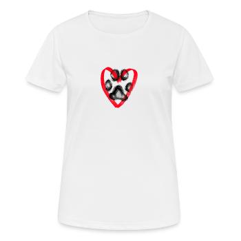 Empreinte de patte avec coeur, rouge - T-shirt respirant Femme - blanc - Devant - AI Model Female 172 dark (172cm)