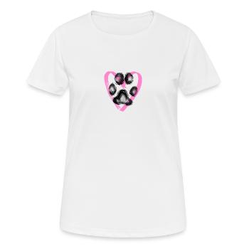 Empreinte de patte avec coeur, rose - T-shirt respirant Femme - blanc - Devant - AI Model Female 172 dark (172cm)