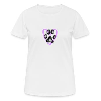 Empreinte de patte avec coeur, violet - T-shirt respirant Femme - blanc - Devant - AI Model Female 172 dark (172cm)