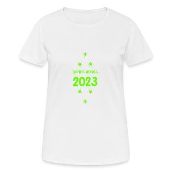 HAPPY NEW YEAR. NEW YEAR'S EVE. NEW YEAR - Women's Breathable T-Shirt - white - Front - AI Model Female 172 dark (172cm)