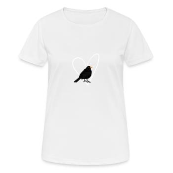 Amsel Herz Vogel Vogelbeobachter Singvogel - Frauen T-Shirt atmungsaktiv - Weiß - Vorne - AI Model Female 172 dark (172cm)