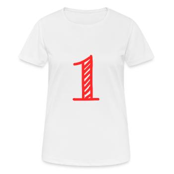 1 AN. 1er ANNIVERSAIRE. ANNIVERSAIRE 1 AN. 1 - T-shirt respirant Femme - blanc - Devant - AI Model Female 172 dark (172cm)
