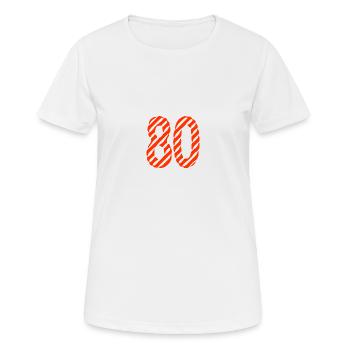 80. 80 YEARS. 80th ANNIVERSARY. 80TH BIRTHDAY. - Women's Breathable T-Shirt - white - Front - AI Model Female 172 dark (172cm)