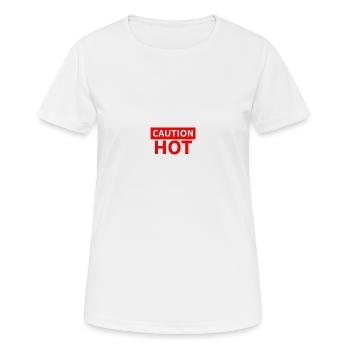 CAUTION HOT red - Women's Breathable T-Shirt - white - Front - AI Model Female 172 dark (172cm)