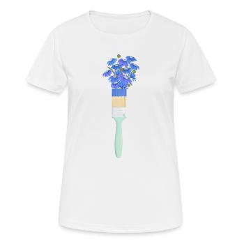 Floral paint brush - Women's Breathable T-Shirt - white - Front - AI Model Female 172 dark (172cm)
