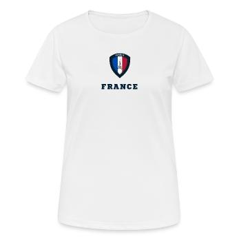 FRANKREICH - Frauen T-Shirt atmungsaktiv - Weiß - Vorne - AI Model Female 172 dark (172cm)