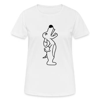Dog angrily yelling upwards barking loudly yapping - Women's Breathable T-Shirt - white - Front - AI Model Female 172 dark (172cm)