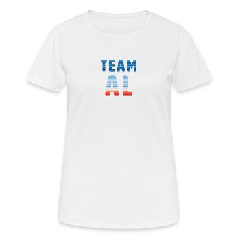 Team Al | Warming Stripes - Frauen T-Shirt atmungsaktiv - Weiß - Vorne - AI Model Female 172 dark (172cm)