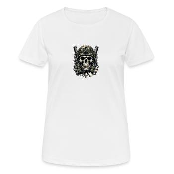 Schädel des Kriegers: Bewaffnet und bereit - Frauen T-Shirt atmungsaktiv - Weiß - Vorne - AI Model Female 172 dark (172cm)
