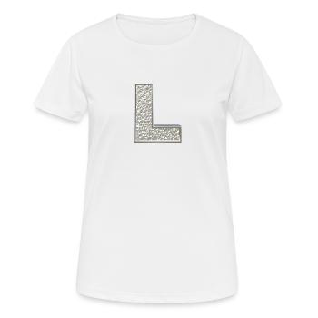 L, lettre, initiale, monogramme, - T-shirt respirant Femme - blanc - Devant - AI Model Female 172 dark (172cm)