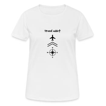 Travel addict , Reisesüchtig - Frauen T-Shirt atmungsaktiv - Weiß - Vorne - AI Model Female 172 dark (172cm)