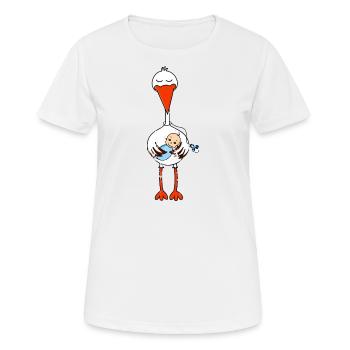 Retro Vintage Grunge Style Schwangerschaft Storch - Frauen T-Shirt atmungsaktiv - Weiß - Vorne - AI Model Female 172 dark (172cm)