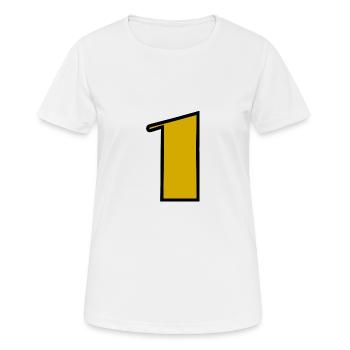 1. 1 AN. 1er ANNIVERSAIRE. ANNIVERSAIRE 1 AN. UN - T-shirt respirant Femme - blanc - Devant - AI Model Female 172 dark (172cm)