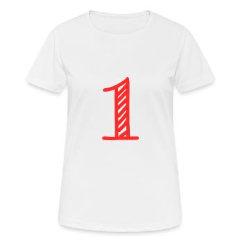 1. 1 AN. 1er ANNIVERSAIRE. ANNIVERSAIRE 1 AN - T-shirt respirant Femme - blanc - Devant - AI Model Female 172 dark (172cm)