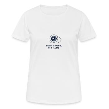 Deine Geschichte, meine Linse - Frauen T-Shirt atmungsaktiv - Weiß - Vorne - AI Model Female 172 dark (172cm)