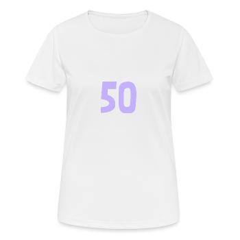50. 50 ANS. 50e ANNIVERSAIRE. ANNIVERSAIRE 50 ANS. - T-shirt respirant Femme - blanc - Devant - AI Model Female 172 dark (172cm)