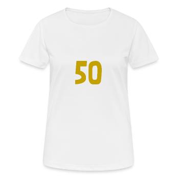 50. 50 ANS. 50e ANNIVERSAIRE. ANNIVERSAIRE 50 ANS. - T-shirt respirant Femme - blanc - Devant - AI Model Female 172 dark (172cm)