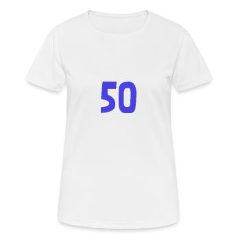 50. 50 ANS. 50e ANNIVERSAIRE. ANNIVERSAIRE 50 ANS. - T-shirt respirant Femme - blanc - Devant - AI Model Female 172 dark (172cm)