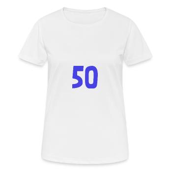 50. 50 ANS. 50e ANNIVERSAIRE. ANNIVERSAIRE 50 ANS. - T-shirt respirant Femme - blanc - Devant - AI Model Female 172 dark (172cm)