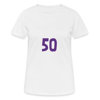 50. 50 ANS. 50e ANNIVERSAIRE. ANNIVERSAIRE 50 ANS. - T-shirt respirant Femme - blanc - Devant - AI Model Female 172 dark (172cm)