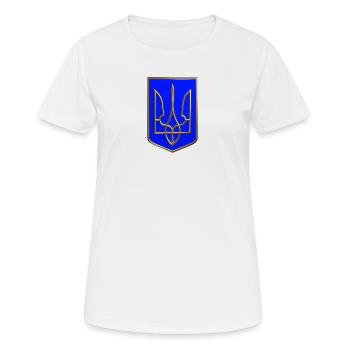 Armoiries de l’Ukraine Bouclier Trident Trident Or Look 2 - T-shirt respirant Femme - blanc - Devant - AI Model Female 172 dark (172cm)