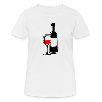 Wine Wine glass Wine bottle Red wine wine lover - Women's Breathable T-Shirt - white - Front - AI Model Female 172 dark (172cm)