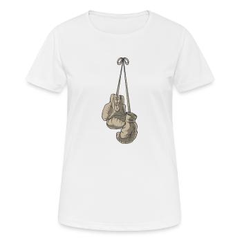Boxhandschuhe - Frauen T-Shirt atmungsaktiv - Weiß - Vorne - AI Model Female 172 dark (172cm)