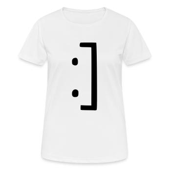 :] - GOOD MOOD / HAPPY - SMILEY / EMOJI - Frauen T-Shirt atmungsaktiv - Weiß - Vorne - AI Model Female 172 dark (172cm)