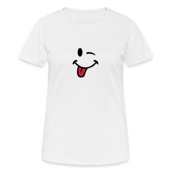 smiley tire langue 7012 - T-shirt respirant Femme - blanc - Devant - AI Model Female 172 dark (172cm)