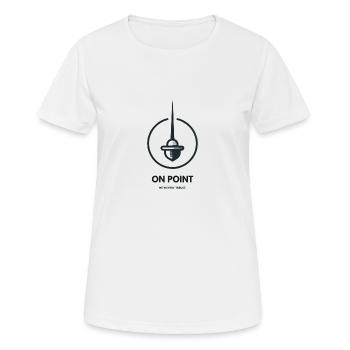 "Precise in every attack", fencing slogan - Women's Breathable T-Shirt - white - Front - AI Model Female 172 dark (172cm)