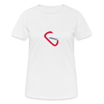 Karabiner - Frauen T-Shirt atmungsaktiv - Weiß - Vorne - AI Model Female 172 dark (172cm)