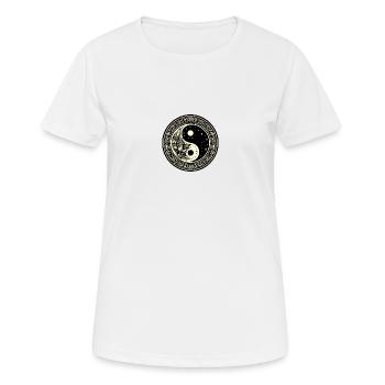 YinYang Warm - Frauen T-Shirt atmungsaktiv - Weiß - Vorne - AI Model Female 172 dark (172cm)