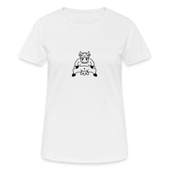 Fat cow sitting fat udder - Women's Breathable T-Shirt - white - Front - AI Model Female 172 dark (172cm)