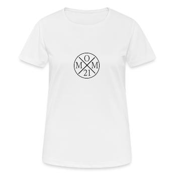 MOM21 logo in schwarz - Frauen T-Shirt atmungsaktiv - Weiß - Vorne - AI Model Female 172 dark (172cm)